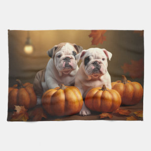 Bulldog Welpe Autumn Delight Pumpen Geschirrtuch