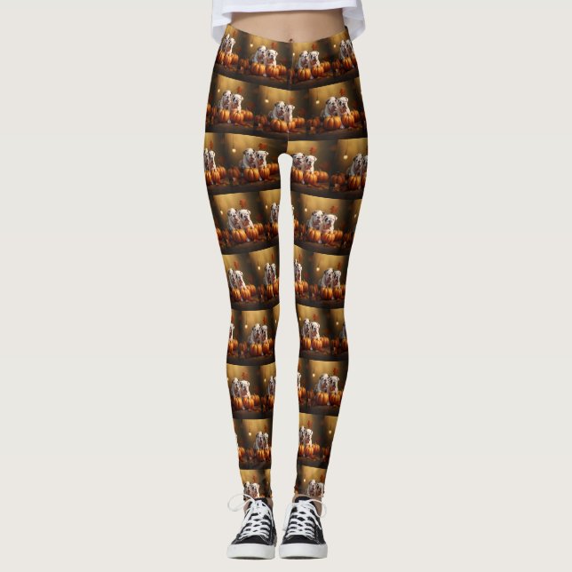 Bulldog Welpe Autumn Delight Pumpen Leggings (Vorderseite)