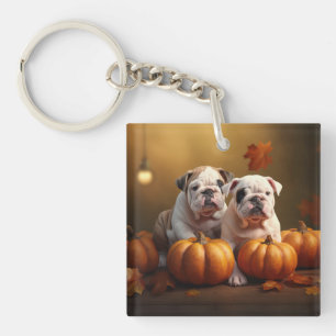 Bulldog Welpe Autumn Delight Pumpen Schlüsselanhänger