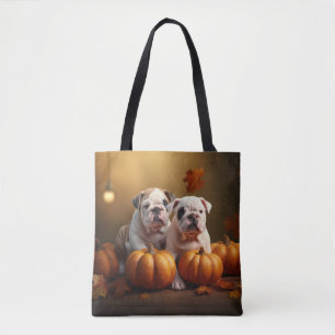 Bulldog Welpe Herbstfreude Kürbis