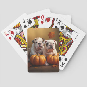 Bulldog Welpe Herbstfreude Kürbis Spielkarten