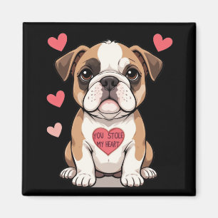 Bulldog Welpe mit Herzensbotschaft Magnet