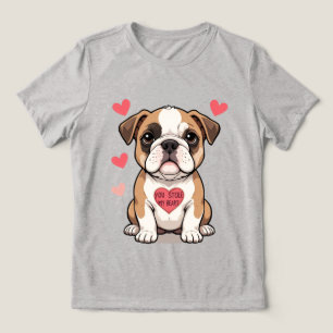 Bulldog-Welpe mit herzlicher Nachricht Tri-Blend Shirt