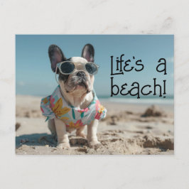 Bulldog Welpe mit Sonnenbrille Postkarte