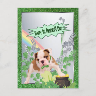 Bulldog Welpe Nummer Drei Happy St Pattys Day Postkarte