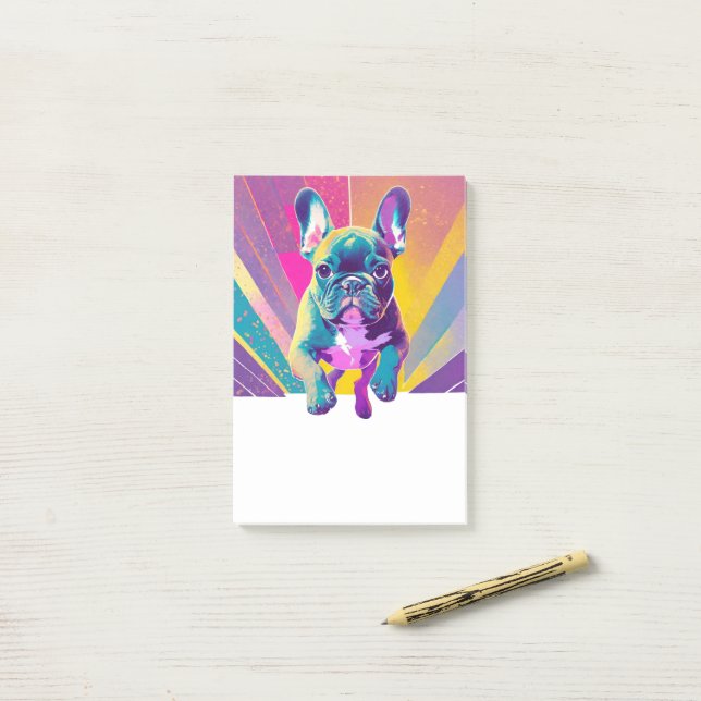 Bulldog Welpe Post-it Klebezettel (Auf Schreibtisch)