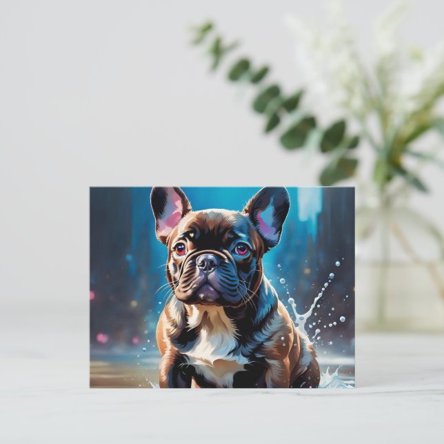 Bulldog Welpe Postkarte (Stehend Vorderseite)