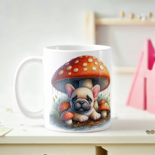 Bulldog Welpe unter dem Pilz Umbrett Kaffeetasse (Von Creator hochgeladen)