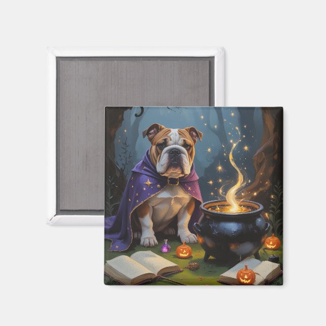 Bulldog Whimsical Halloween Malerei Magnet (Vorderseite/Rückseite)