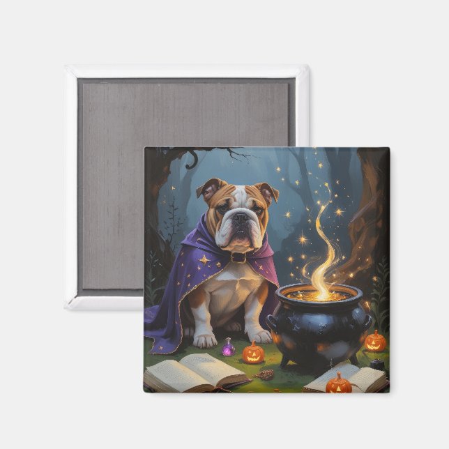 Bulldog Whimsical Halloween Malerei Magnet (Vorderseite/Rückseite)