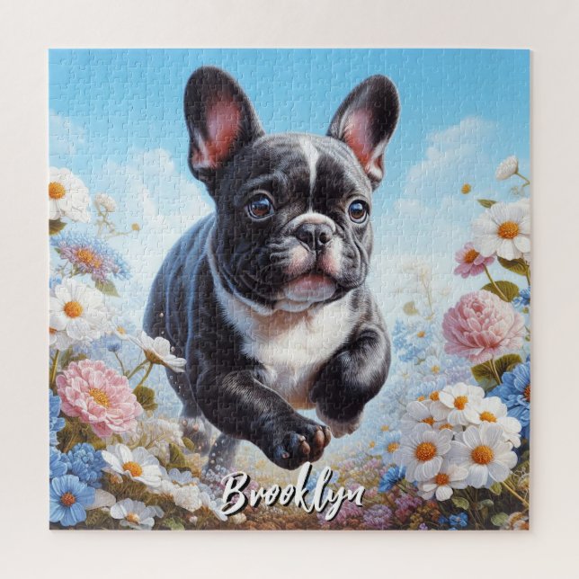 Bulldog & White French Blume Puzzle (Vertikal)