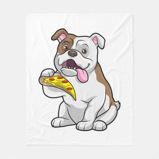 Bulldog with Piece of Pizza Fleecedecke (Vorderseite)