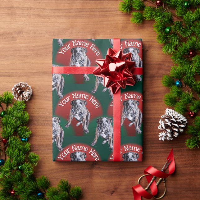 Bulldog Wrapping Paper Custom Dog Weihnachtspapier Geschenkpapier (Feiertagsgeschenk)