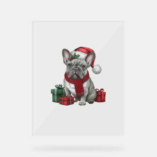Bulldog Xmas Lighting Santa French Bulldog Acrylschild