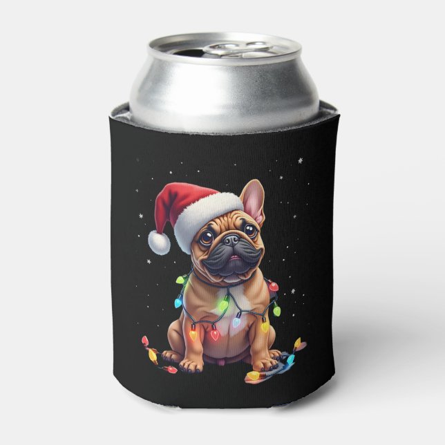 Bulldog Xmas Lighting Santa French Bulldog Dosenkühler (Kanne Vorderseite)