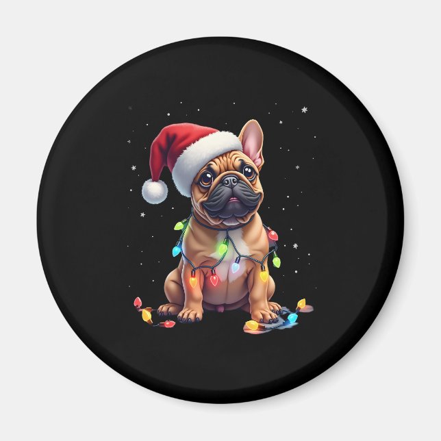 Bulldog Xmas Lighting Santa French Bulldog Magnet (Vorne)