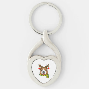 Bulldog Xmas Rentier Horns Hund Lover Weihnachten Schlüsselanhänger