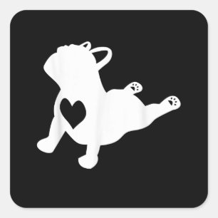 Bulldog Yoga Pose Liebe Heart Workout Geschenk Quadratischer Aufkleber