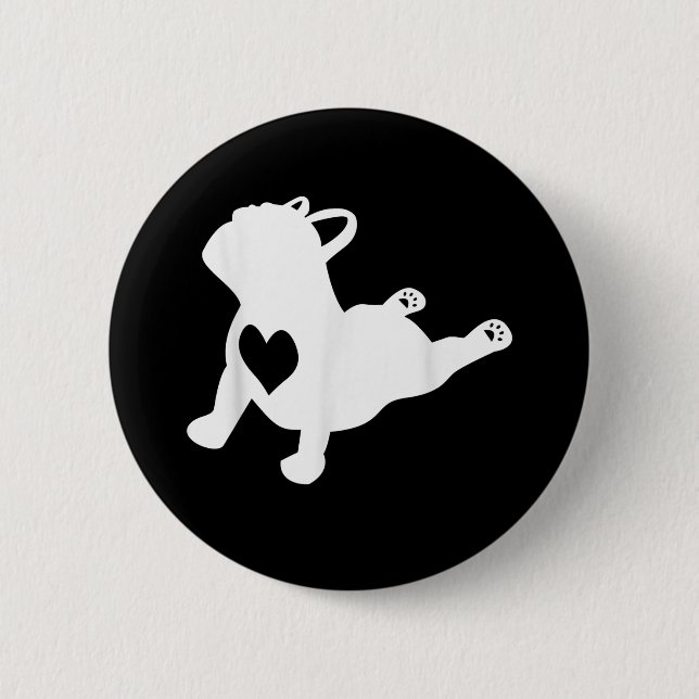 Bulldog Yoga Pose Liebe Herz Workout Geschenk Button (Vorderseite)