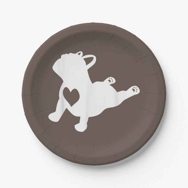 Bulldog Yoga Pose Liebe Herz Workout Geschenk Pappteller (Vorderseite)