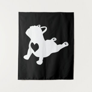 Bulldog Yoga Pose Liebe Herz Workout Geschenk Wandteppich
