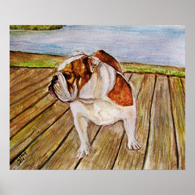 Bulldogge auf der Promenade Poster (Vorne)