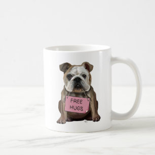 Bulldogge geben Umarmungen frei Kaffeetasse