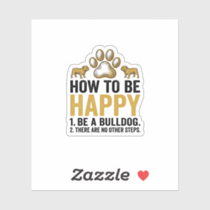 Bulldogge Happy Zitat Vintage Gravur Hunde Liebhab Aufkleber