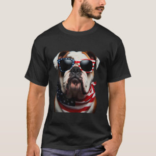 Bulldogge Hund 4. Juli Amerikanischer Unabhängigke T-Shirt