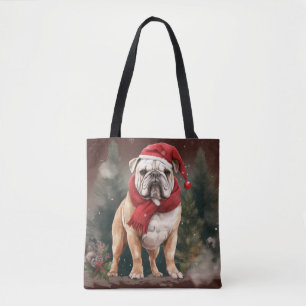 Bulldogge im Schnee Weihnachten