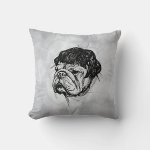 Bulldogge in einer Perücke (Stil 7) Fine Art Kissen