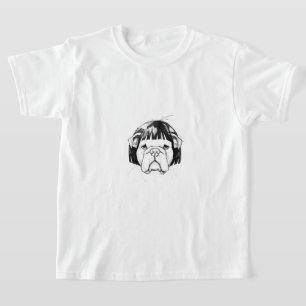 Bulldogge in einer Perücke (Stil 8) Fine Art T-Shirt