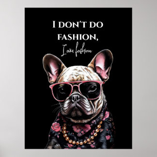 Bulldogge in hawaiianischem Shirt und Sonnenbrille Poster