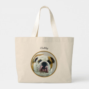 Bulldogge Malerei Rot und Weiß Englische Haustiere Jumbo Stoffbeutel