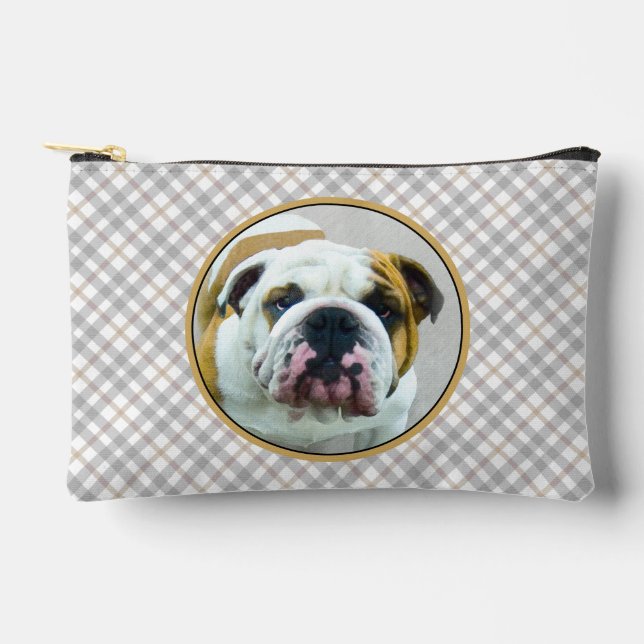 Bulldogge Malerei Rot und Weiß Englische Haustiere Zubehörtasche (Vorderseite)