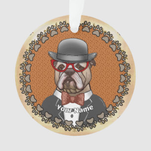 Bulldogge mit Brille Ornament