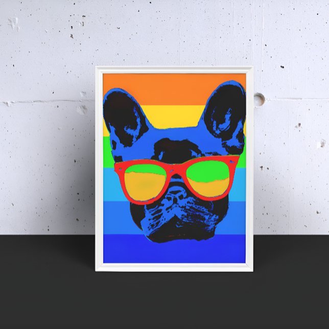 Bulldogge mit Brillengläsern Pop Art Poster (Von Creator hochgeladen)