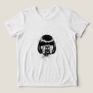 Bulldogge mit Perücke (Stil 4) Fine Art Tri-Blend Shirt