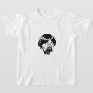 Bulldogge mit Perücke (Stil 5) Fine Art T-Shirt