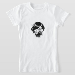 Bulldogge mit Perücke (Stil 5) Fine Art T-Shirt