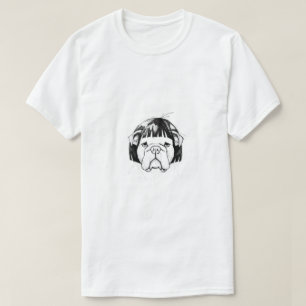 Bulldogge mit Perücke (Stil 8) Fine Art T-Shirt