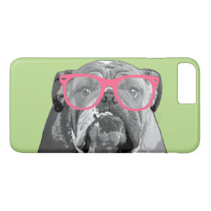 Bulldogge mit rosa Glas-niedlichem lustigem Case-Mate iPhone Hülle