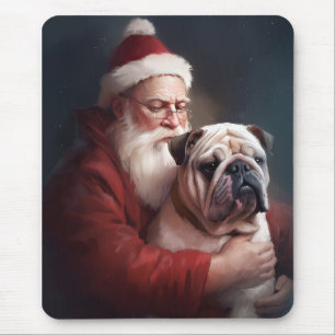 Bulldogge mit Weihnachtsmann Festive Weihnachten Mousepad