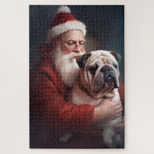 Bulldogge mit Weihnachtsmann Festive Weihnachten Puzzle