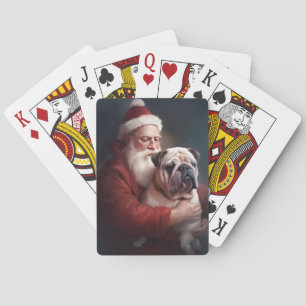 Bulldogge mit Weihnachtsmann Festive Weihnachten Spielkarten
