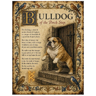 Bulldogge, mittelalterliche Bestiarien-Kunst Postkarte