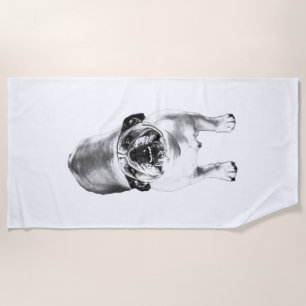 Bulldogge — nach oben schauen, weich schattig strandtuch