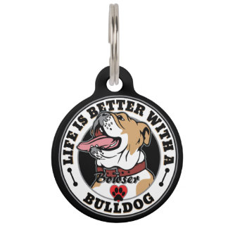 Bulldogge Personalisiertes Leben besser mit einem Tiernamensmarke