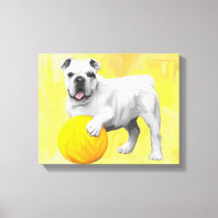 Bulldogge Playing mit Ball Wasserfarbe Art Malerei Leinwanddruck