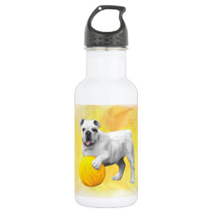Bulldogge Playing mit Ball Wasserfarbe Art Malerei Trinkflasche